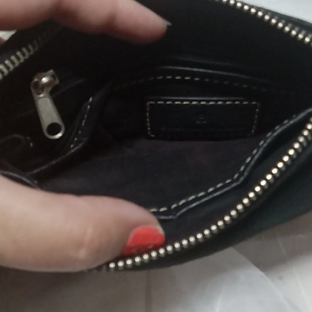 Etienne Aigner black leather wristlet